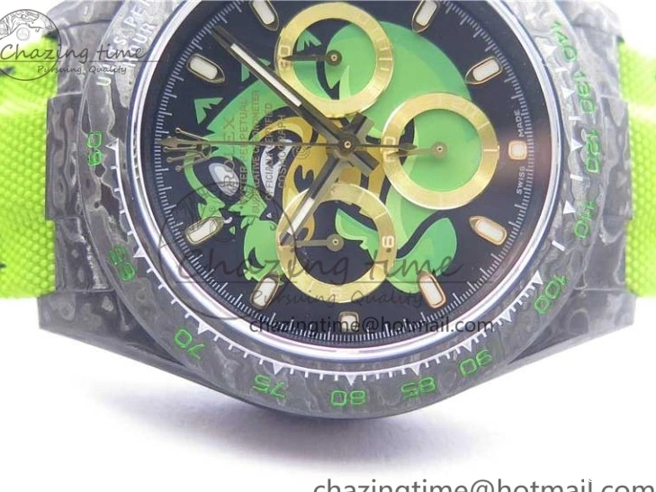0507 Daytona DIW Carbon V2 WWF Best Edition Black Green Dial On Green Nylon Strap A UrbanChic 3110